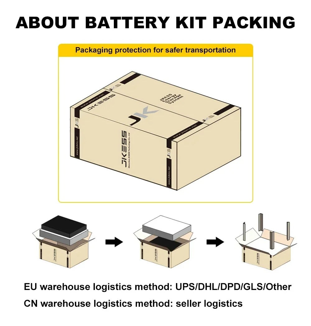 JK BMS ESS 48V LiFePO4 Battery DIY Box JK Bms 200A V19 V15 16S Stackable Battery case 51.2V 280Ah 314Ah 15Kwh 16Kwh